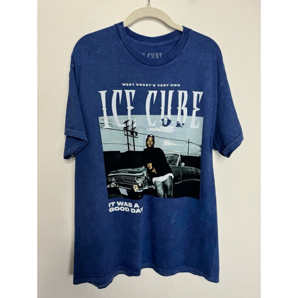 Ice Cube Sz L Today Was A Good Day T-Shirt Blue West Coast Short Sleeve Cotton
